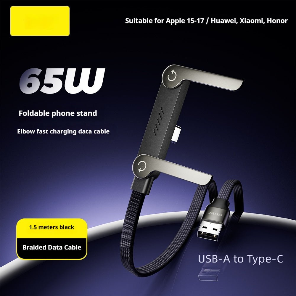 Fast Charging Foldable Bracket Data Cable 2 - in - 1 Data Wire Foldable Phone Tablet Stand Type - C To Type - C USB - A To Type - C - GlucklichgoodsLLC