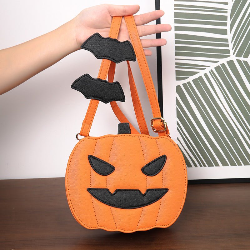 Halloween Bags Funny Pumpkin Cartoon Shoulder Crossbody Bag With Bat Personalized Creative Female Bag - Maison Elène