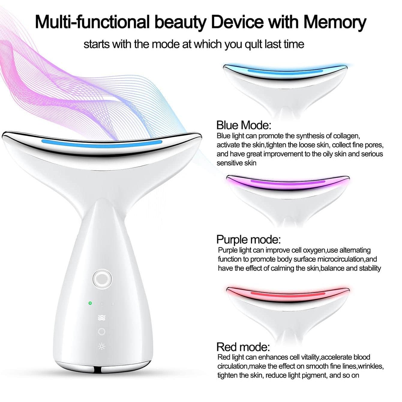 Face And Neck Tightening Device, Firm And Tightens Sagging Skin Face Neck Massager, Beauty Facial Massager For Women And Men - White - Maison Elène