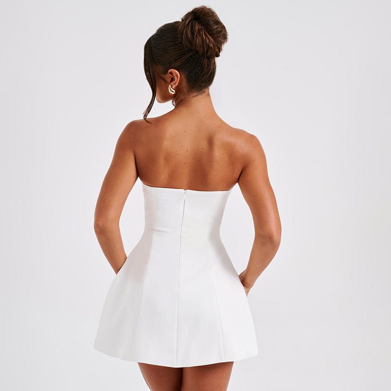 Fashion Tube Dress Summer Solid Color Sasual Backless Slim Short Dresses Party Womens Clothing - Maison Elène