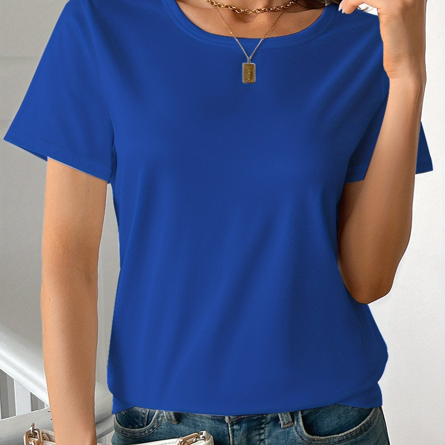Casual Women's Round Neck Short Sleeve Sports Pure Cotton T-shirt - Maison Elène