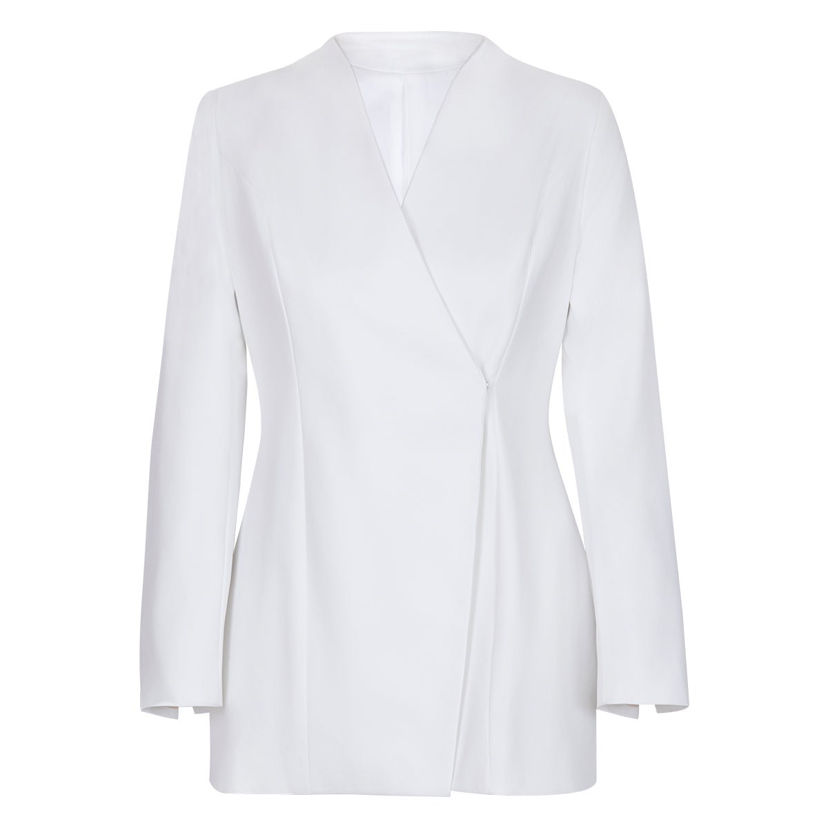 White Structured Hourglass Blazer Dress - Sculpted Waist Tailored Blazer for Women - Maison Elène