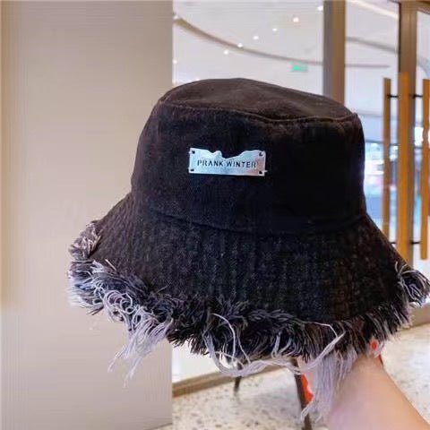 Jean Fisherman Hat Women's Spring And Summer Thin Washed Old Frayed Edge Bucket Hat Outdoor - Maison Elène