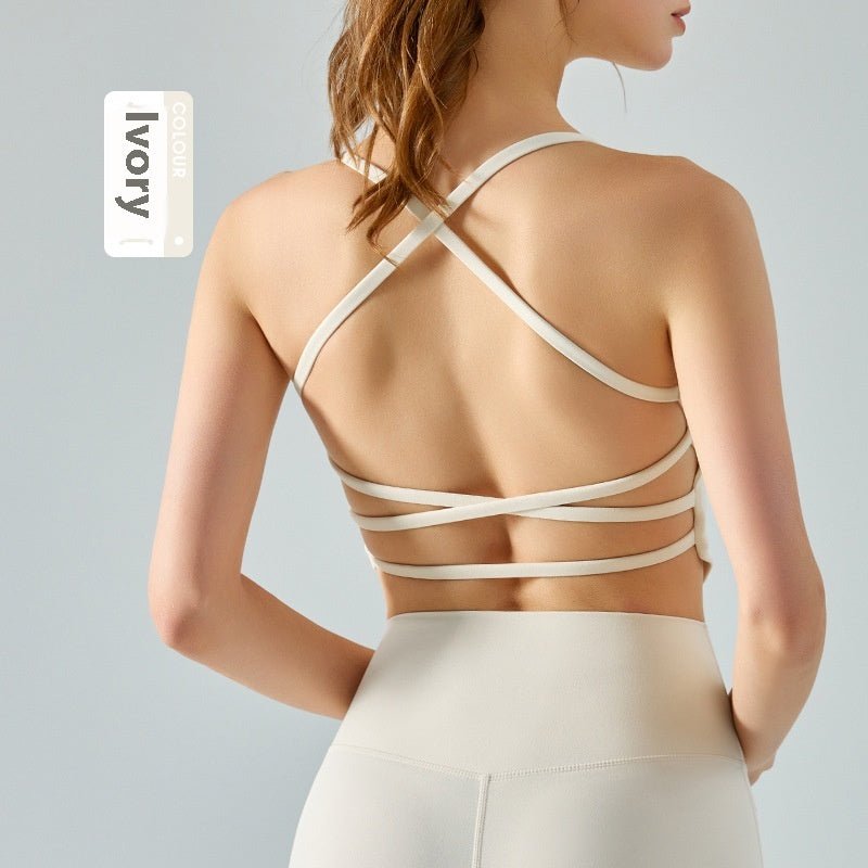 Nude Feel Slim Yoga Vest Semi - fixed One - piece Cup Beauty Back Sling - GlucklichgoodsLLC