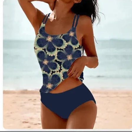 Vintage Printed Split High Waist Conservative Swimwear - Maison Elène