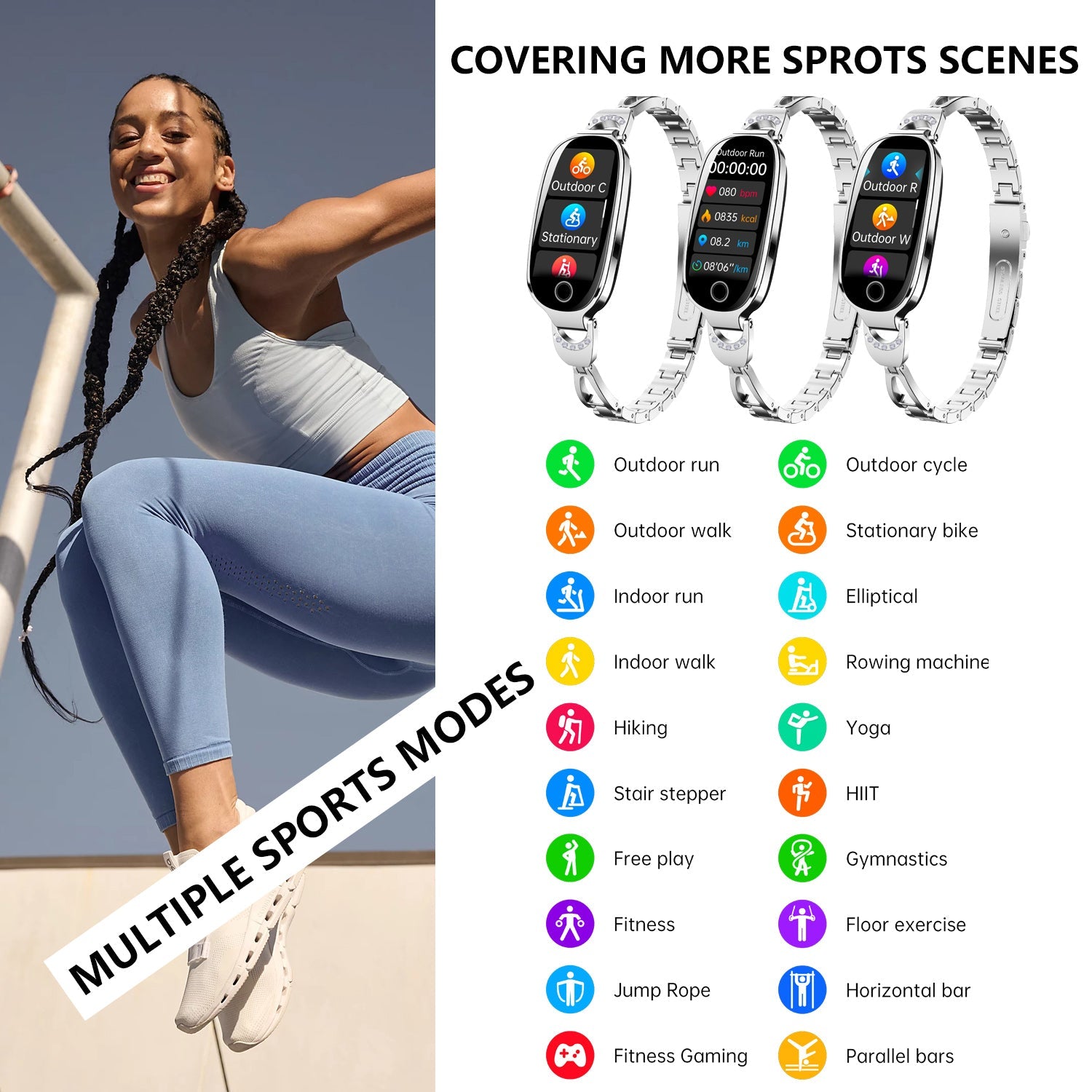 Gold Smartwatch For Women Compatible For Android& IOS,Bling Smart Bracelet With Female Menstrual Cycle Heart Rate Blood Pressure Remote Photography Waterproof Pedometer - Maison Elène