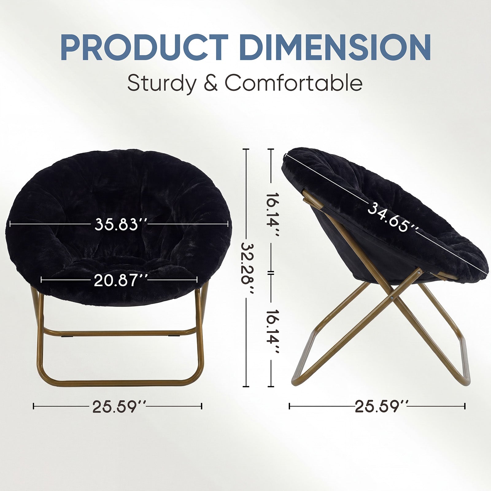 Comfortable Disc Chairs Faux Fur Furniture Bedroom Living Room Size White - Maison Elène