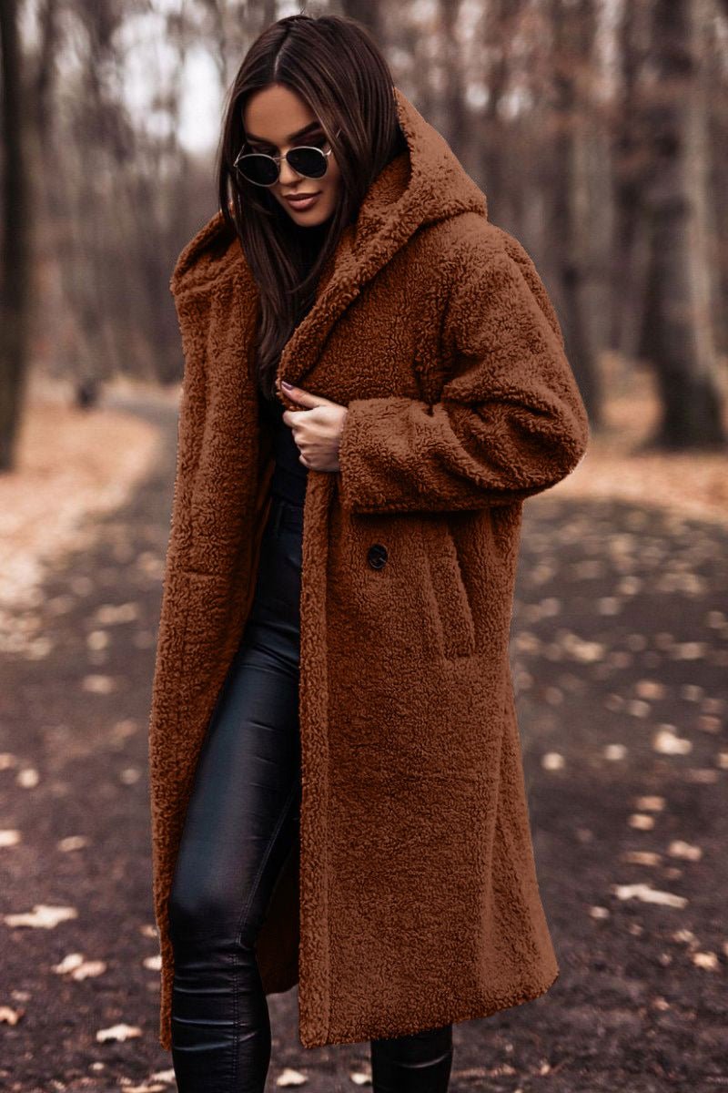Autumn Winter Fashion Elegant Long Coat Woman Plush Warm Faux Fleece Coat Women Teddy Jacket Female Teddy Coat Outwear Ladies - Maison Elène