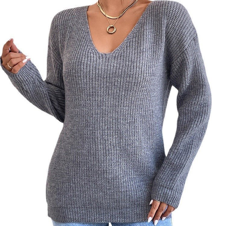 Y2k Clothes V - neck Sweater Ladies Winter Backless Streetwear Bandage Cashmere Sweater Women High Quality Fashion Clothes - Maison Elène