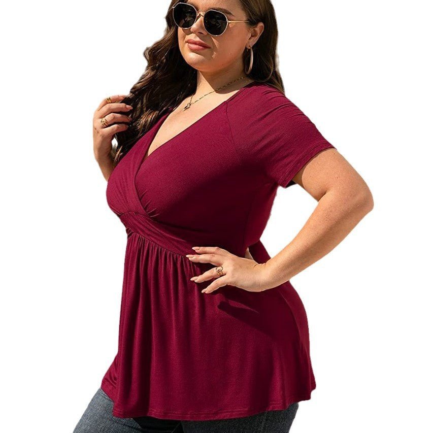 Women's Plus Size T-shirt V - neck Top - Maison Elène