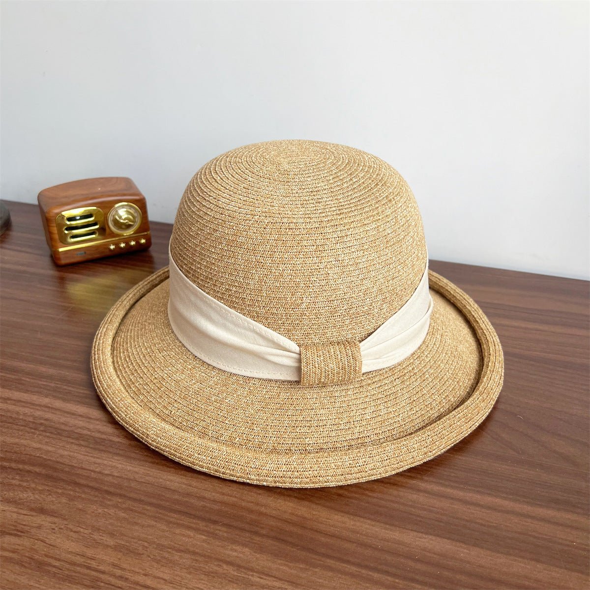 French Straw Sun Protection Bow Curling Temperament Straw Hat - Maison Elène
