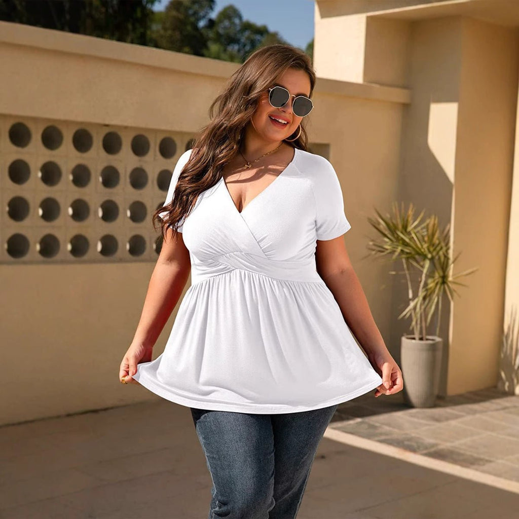 Women's Plus Size T-shirt V - neck Top - Maison Elène