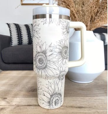 40 Oz Tumbler With Handle Straw Insulated, Stainless Steel Spill Proof Vacuum Coffee Cup Tumbler With Lid Tapered Mug Gifts For Valentine Lover Suitable For Car Gym Office Travel - Maison Elène