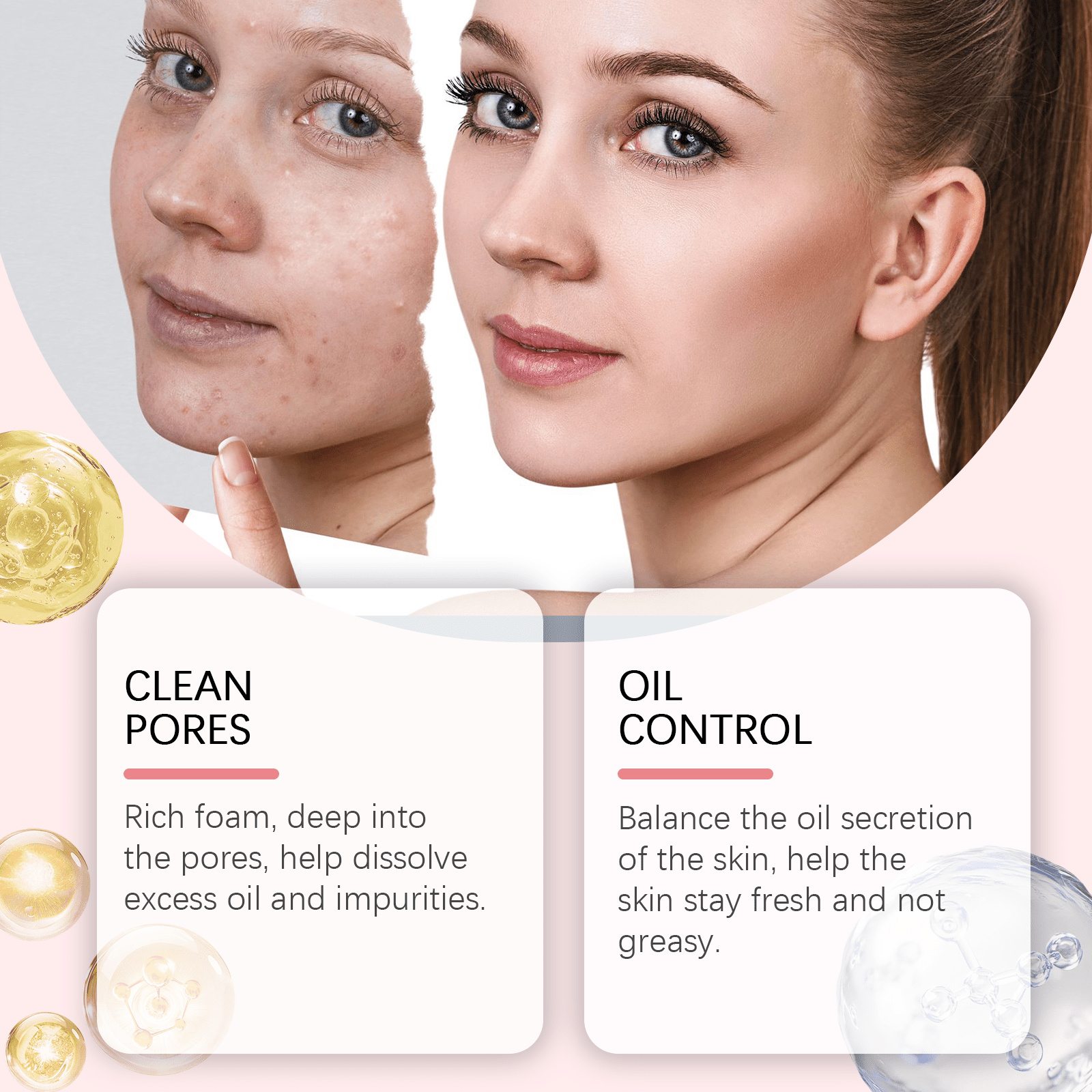 OUHOE Salicylic Acid Foam Cleanser Gentle Moisturizing Oil Control Facial Skin Cleansing Delicate Pore Cleanser - GlucklichgoodsLLC