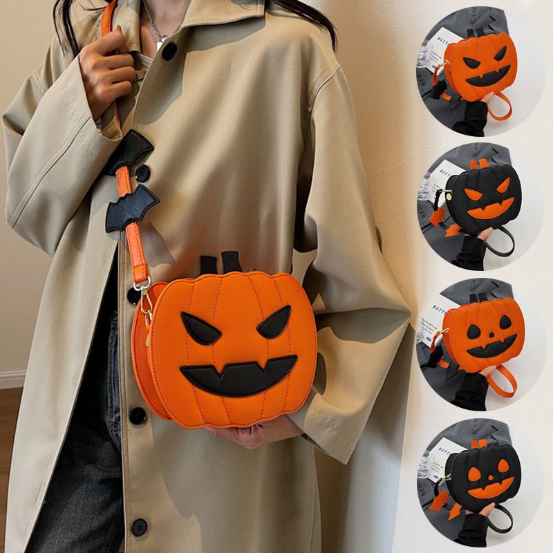 Halloween Bags Funny Pumpkin Cartoon Shoulder Crossbody Bag With Bat Personalized Creative Female Bag - Maison Elène