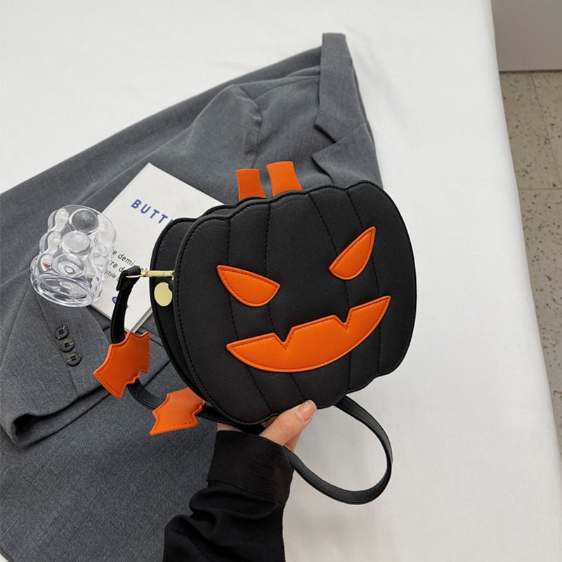 Halloween Bags Funny Pumpkin Cartoon Shoulder Crossbody Bag With Bat Personalized Creative Female Bag - Maison Elène